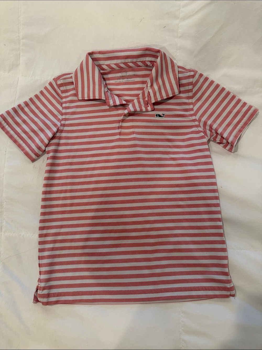 Vineyard Vines Kids Pink & White Striped Polo